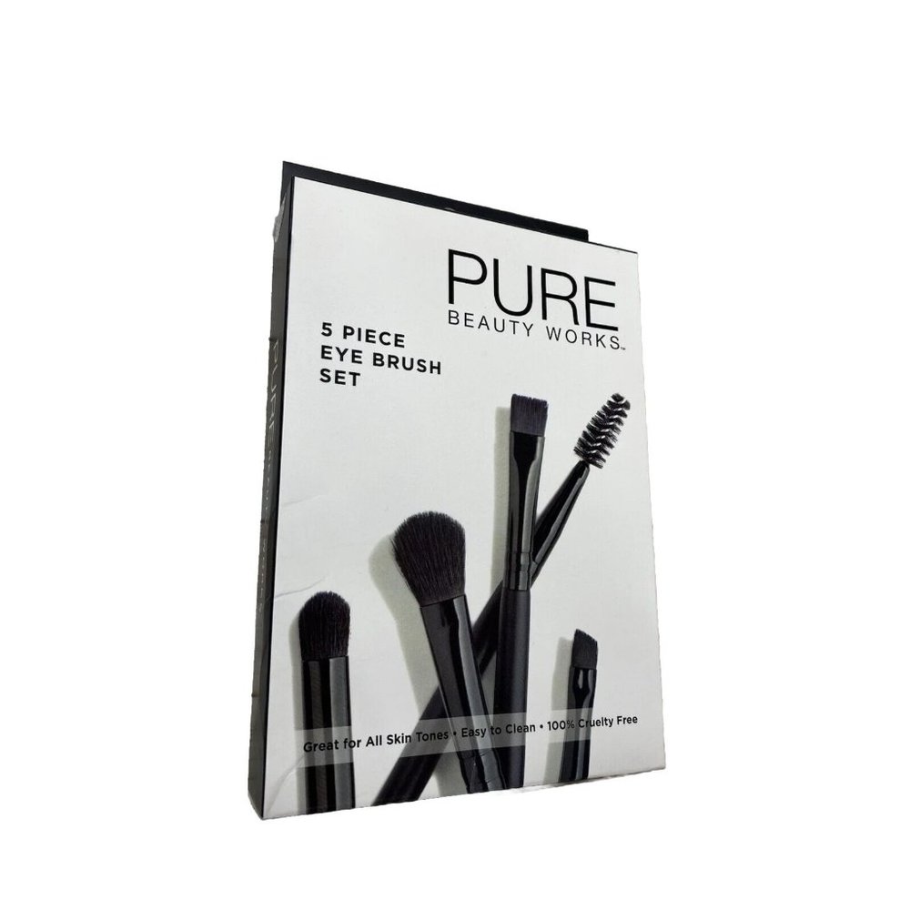 BRAND NEW Pure Beauty Works 5pc Black Eyebrow and Eye Blending Brush Set